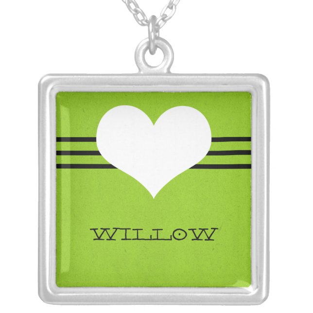 Green Modern Heart Necklace (Front)