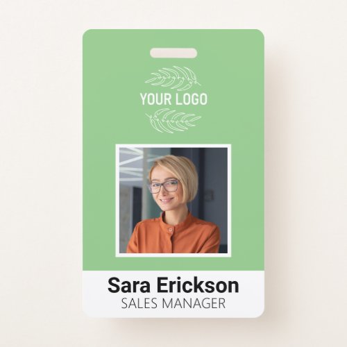 Green Modern ID Card Business Employee QR  Badge