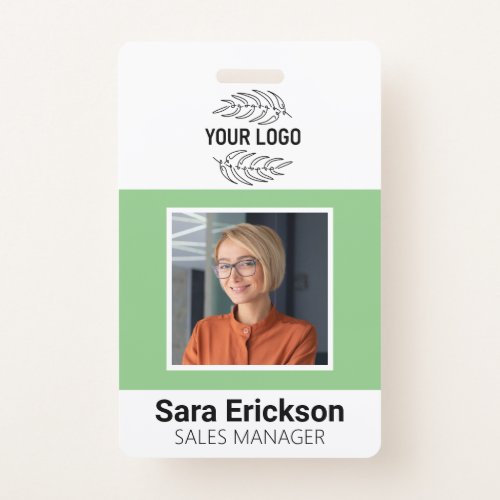 Green Modern ID Card Business Employee QR Badge