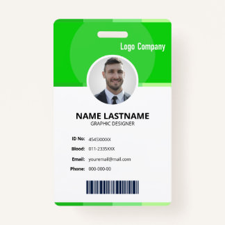 Green Modern ID Identification Card Photo Badge