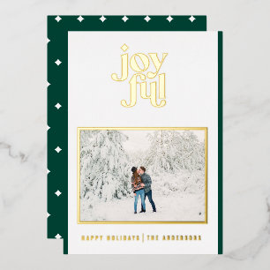green modern joyful 1 photo  foil holiday card