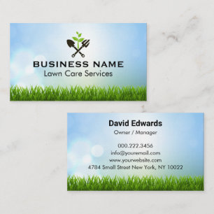Green Modern Landscaping Lawn Care Business Card