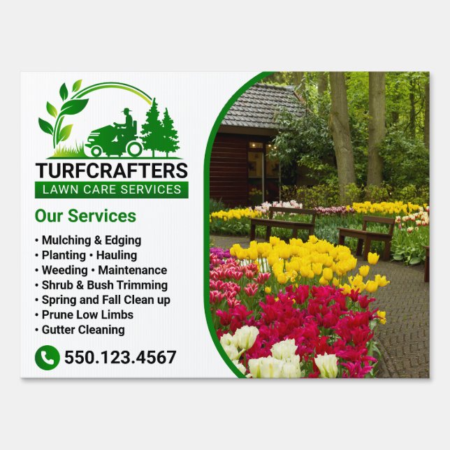 Green Modern Landscaping Photo Service Sign (Front)