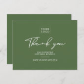 Green Modern Lettering Business Thank You Card (Front/Back)