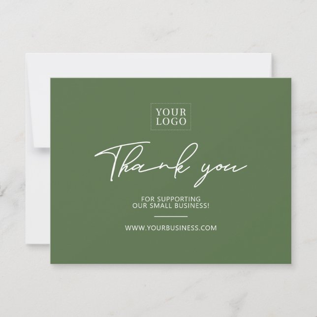 Green Modern Lettering Business Thank You Card (Front)