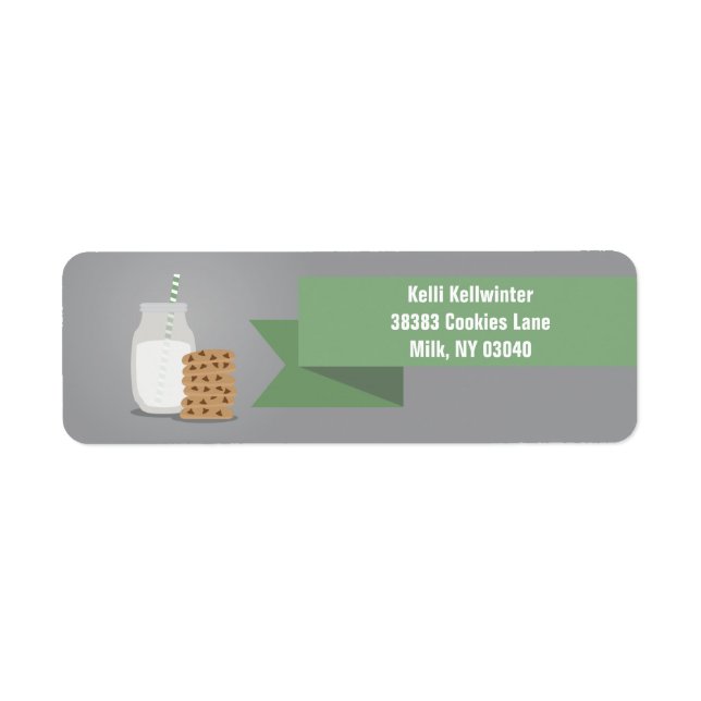 Green Modern Milk and Cookies Striped Label (Front)