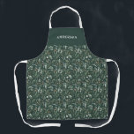 Green modern minimal botanical elegant personalize apron<br><div class="desc">Modern minimum foliage green script personalized apron. Hand painted eucalyptus,  minimal foliage and modern rustic rattan wreath give this design a luxurious feel. In classy greens,  browns,  black,  sage green and grays.</div>