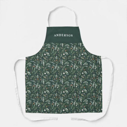 Green modern minimal botanical elegant personalize apron