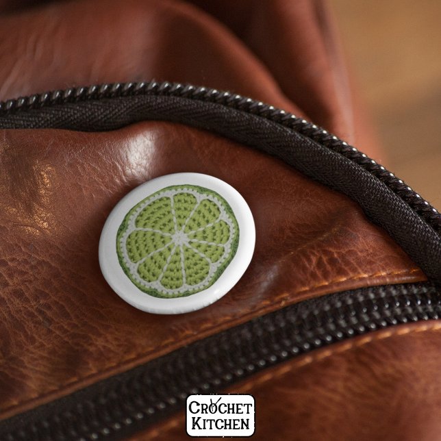 Green Modern Minimal Fresh Crochet Lime Slice  Button (Creator Uploaded)