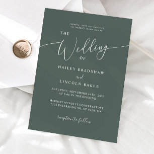 Green Modern Minimal Photo Wedding Invitation