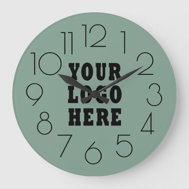 Green Modern Minimalist Company Business Logo  Large Clock (Front)