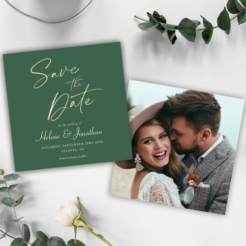 Green Modern Minimalist Elegant Photo Save The Date