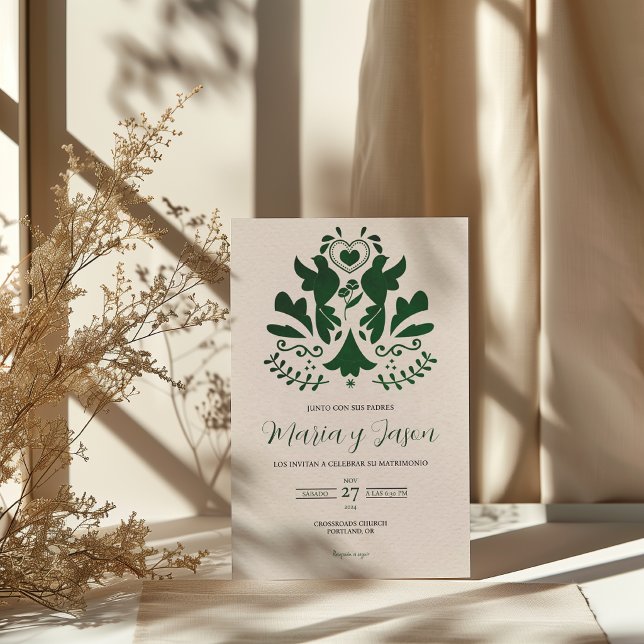 Green Modern Minimalist Elegant Spanish Wedding Invitation (Green Modern Minimalist Elegant Spanish Wedding Invitation)