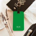 Green | Modern Monogram Luggage Tag<br><div class="desc">This modern luggage tag design features a colorful,  bright green background,  with your initials in bold white text for a look that is simple and stylish,  yet professional.</div>