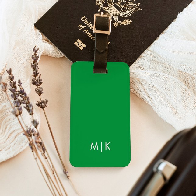 Green | Modern Monogram Luggage Tag (Creator Uploaded)