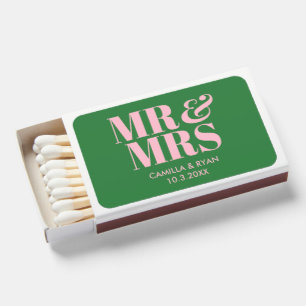 Green Modern Mr & Mrs Personalized Matches Wedding