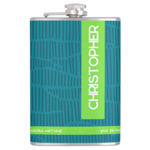 Green Modern Personalized Name Flask
