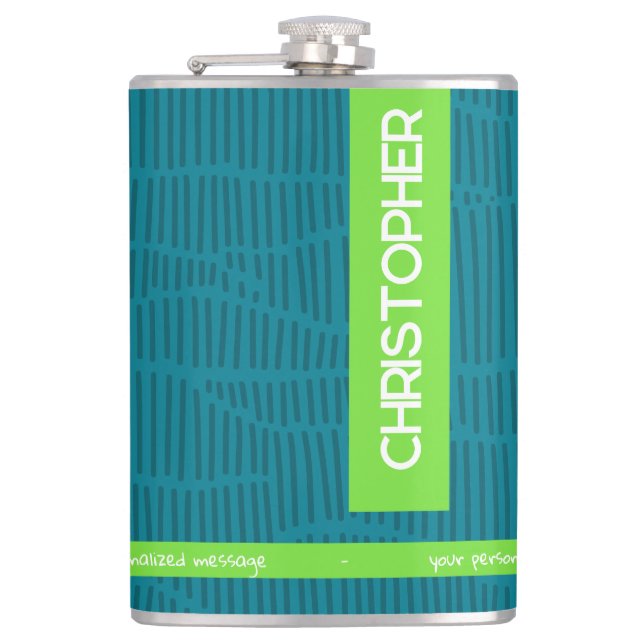 Green Modern Personalized Name Flask (Front)