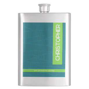 Green Modern Personalized Name Flask