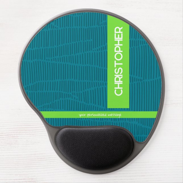 Green Modern Personalized Name Gel Mouse Pad (Front)
