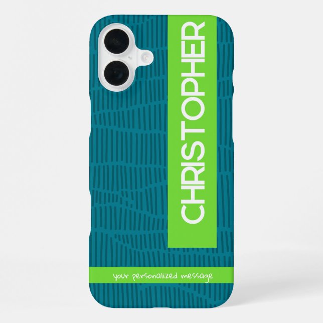 Green Modern Personalized Name iPhone Case (Back)