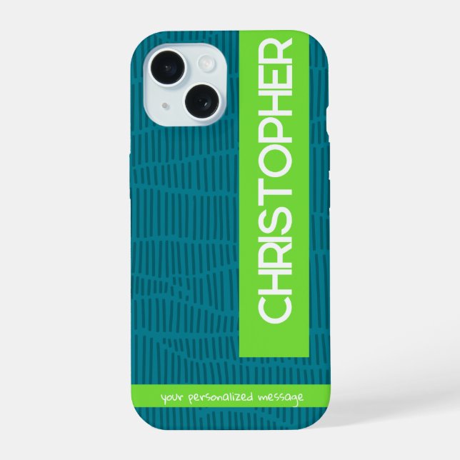 Green Modern Personalized Name Phone Case (Back)