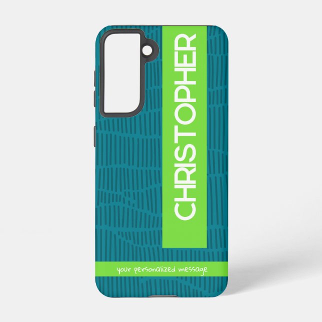 Green Modern Personalized Name Phone Case (Back)