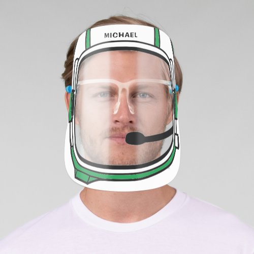 Green Modern Personalized Space Astronaut Helmet Face Shield
