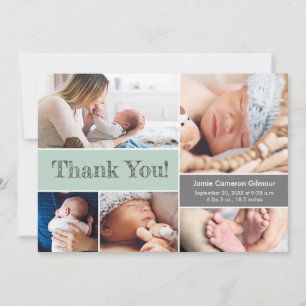 Green Modern Photos Baby Shower Thank you Card