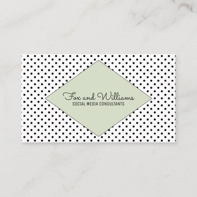 Green Modern Polka Dots Business Card (Front)