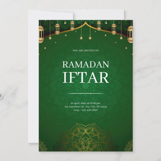 Green Modern Ramadan Iftar Invitation (Front)