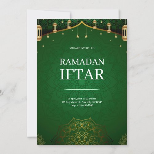 Green Modern Ramadan Iftar Invitation