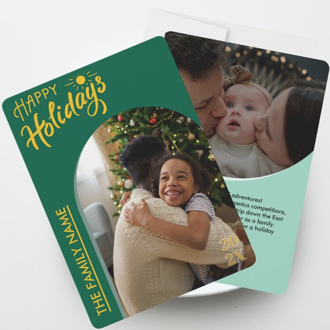 Green Modern Script Happy Holidays 2 Photo Card (Green Modern Script Happy Holidays 2 Photo Card)