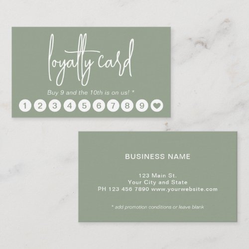 Green Modern Script Professional Loyalty Card