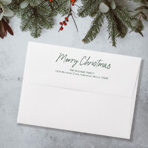 Green Modern Simple Calligraphy Merry Christmas Envelope