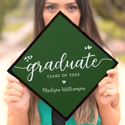 Green Modern Simple Chic Elegant Script Heart Name