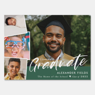 Green Modern Snapshot Collage Graduation Sign