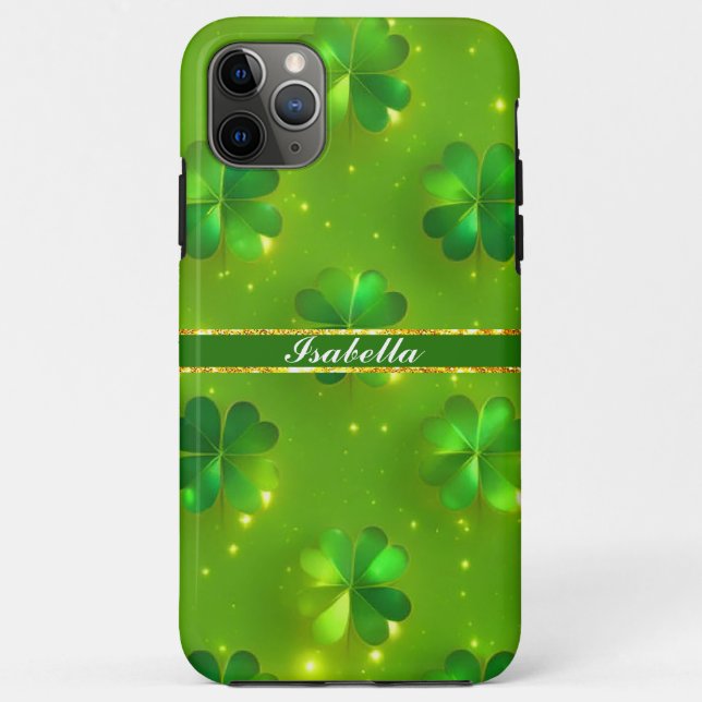 Green Modern St Patrick's Day Clover Collection Case-Mate iPhone Case (Back)