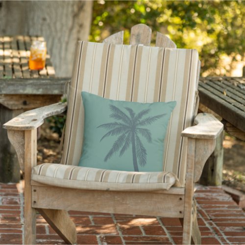 Green  Modern Summer Tropical Palm Tree  Throw Pil Outdoor Pillow