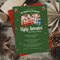 Green Modern Tacky Ugly Sweater Christmas Party Invitation