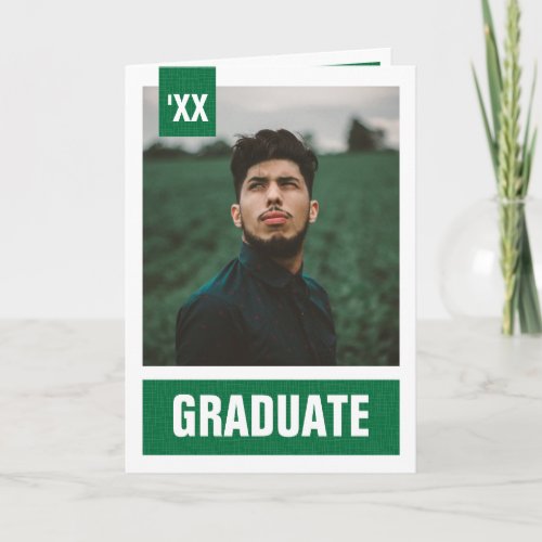 Green Modern Textured Photo Graduation Invitation