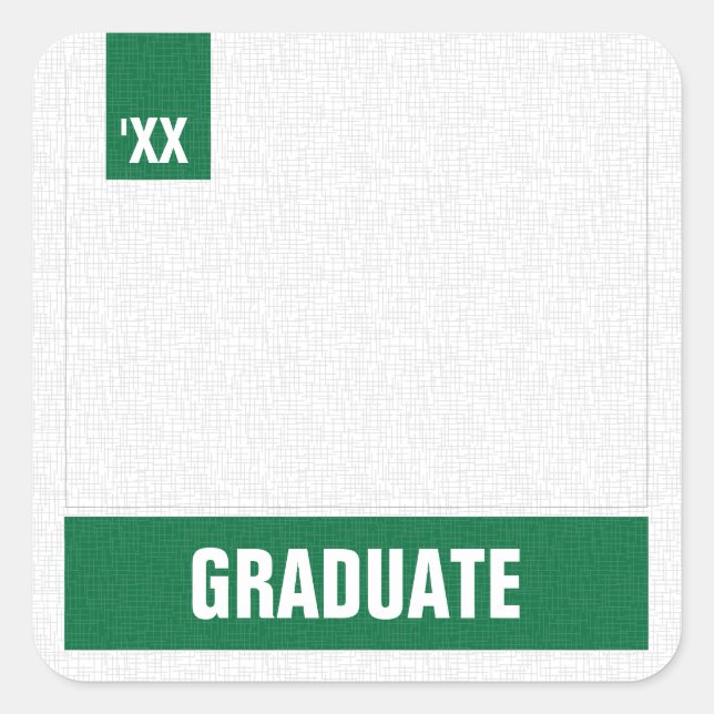 Green Modern Textured Photo Graduation Square Sticker (Front)
