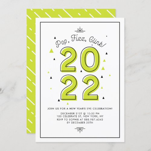 Green Modern Typography 2022 New Years Eve Party Invitation