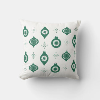 Green Modern Vintage Ornament Throw Pillow