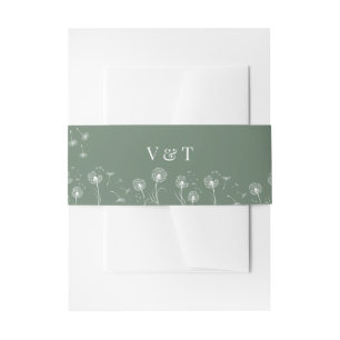 Green Modern Wildflower Wedding Invitation Belly Band