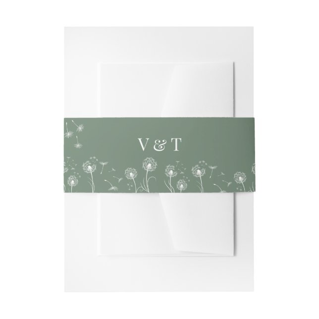 Green Modern Wildflower Wedding Invitation Belly Band (Front Example)