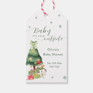 Green Modern Winter Snowman Baby Shower Gift Tags