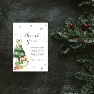 Green Modern Winter Snowman Baby Shower Thank You Card