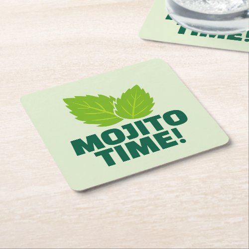 Green mojito cocktail party coasters with quote