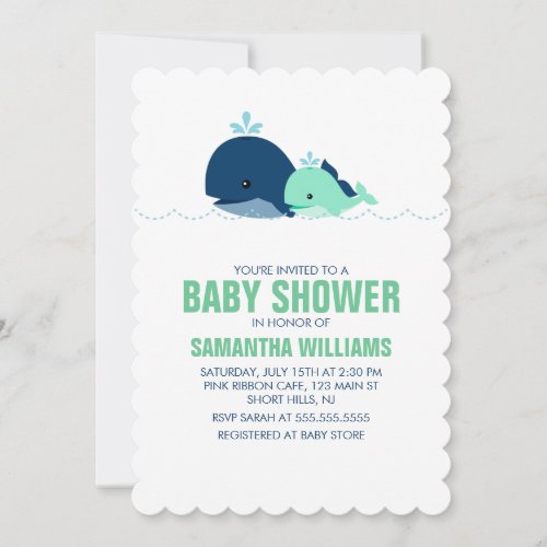Mom and Baby Whale Baby Shower {green} Invites